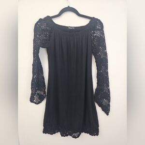 Black Lace Sleeve Dress